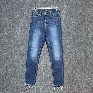 Levi's‎ Wedgie Skinny Jeans Dark Wash High Rise Raw Hem Button Fly Size 26